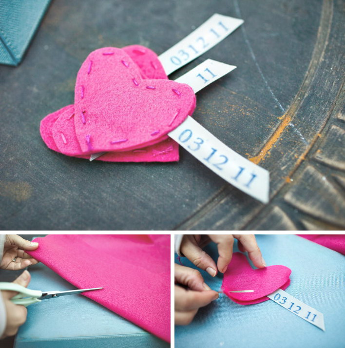 Easy to Make Heart Shape Felt Save the Date Magnets 