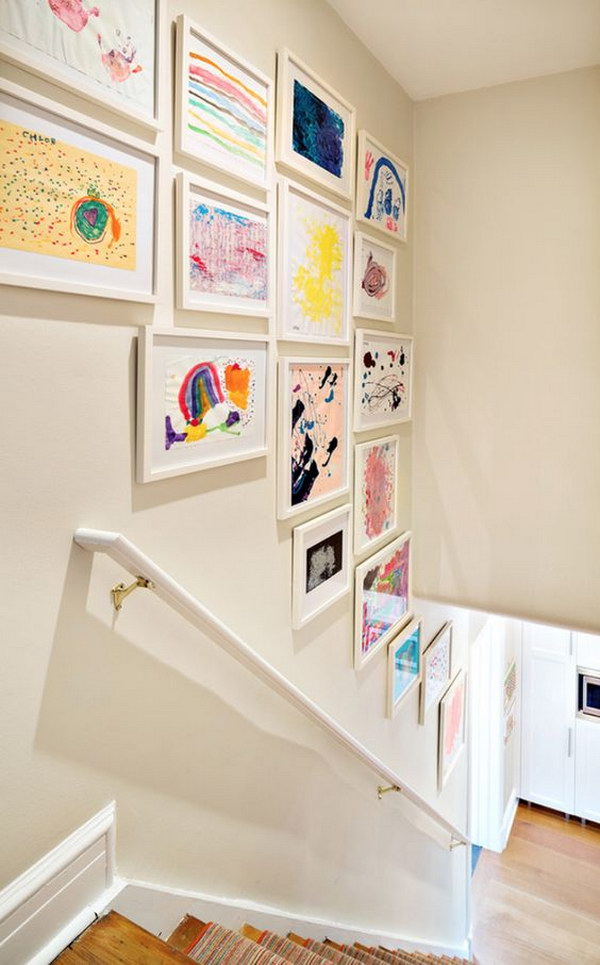 Whimsical and Sentimental Wall Decor Using Your Kid's Artwork. 