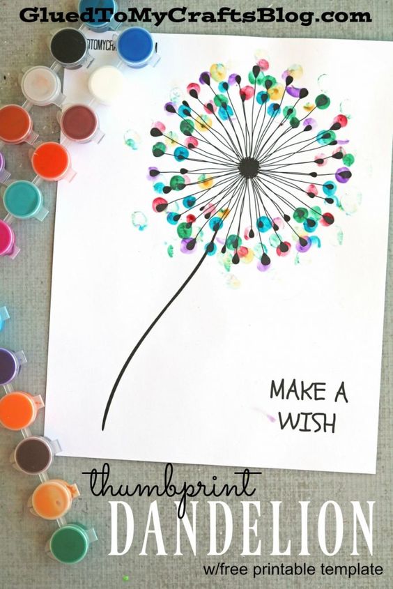 Thumbprint Dandelion Card. 