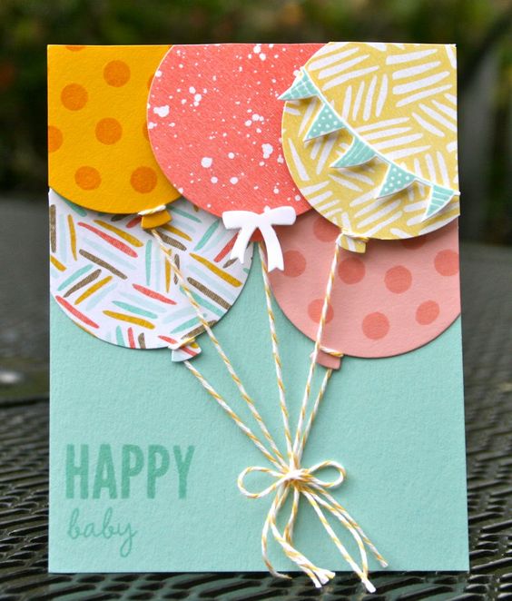 Attach The Balloon to Your Card Using Strings. 