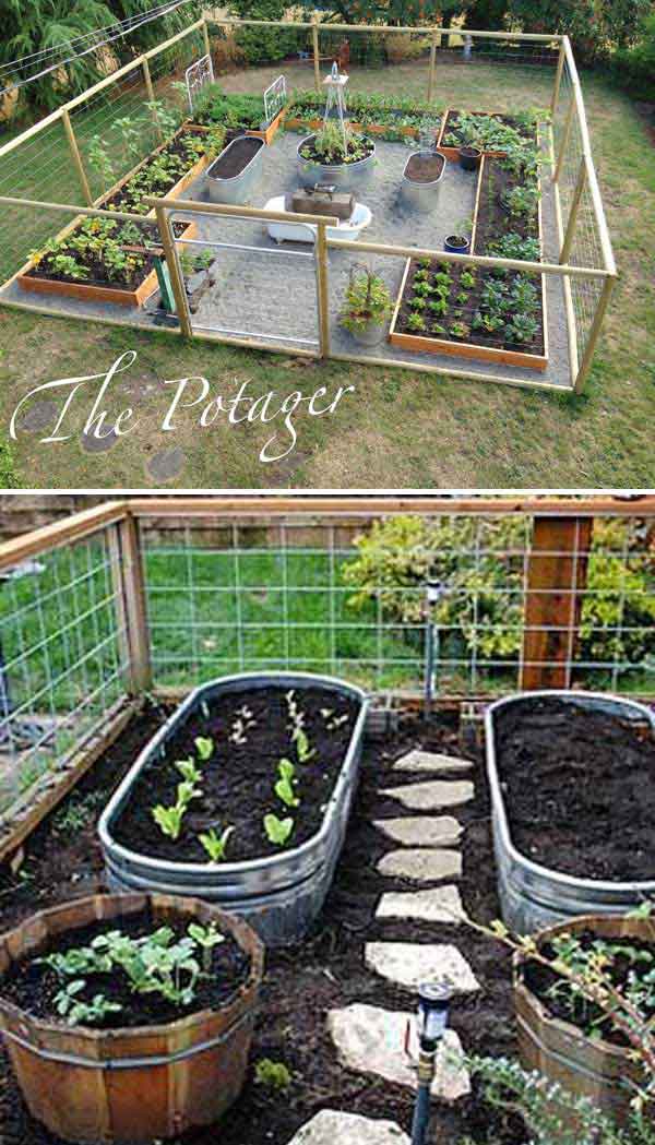 Use Metal Trough as Container for Vegetable Garden and Install a Path Between Your Veggies. 