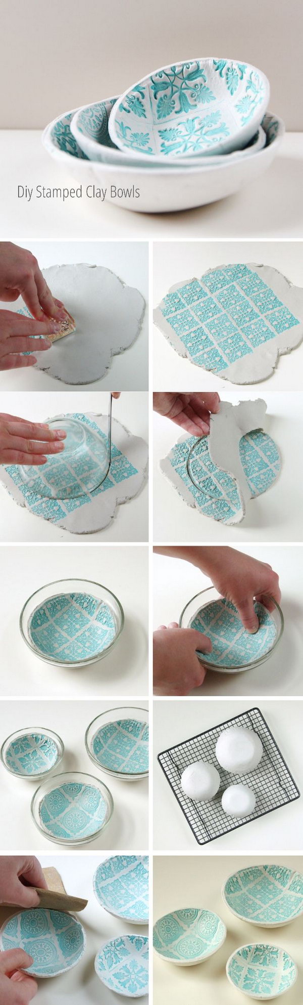 DIY Stamped Clay Bowls. 