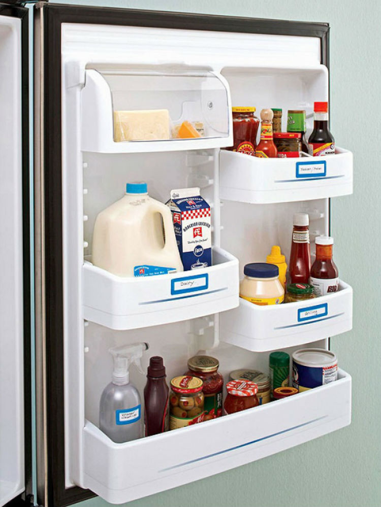 Add labels to shelves or doors for added organization. 