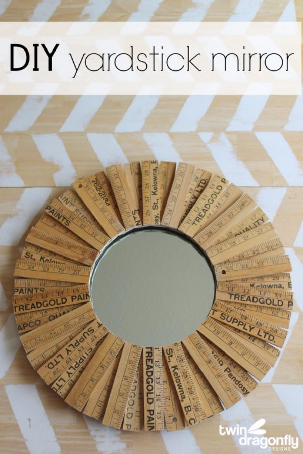 DIY Yardstick Mirror. 