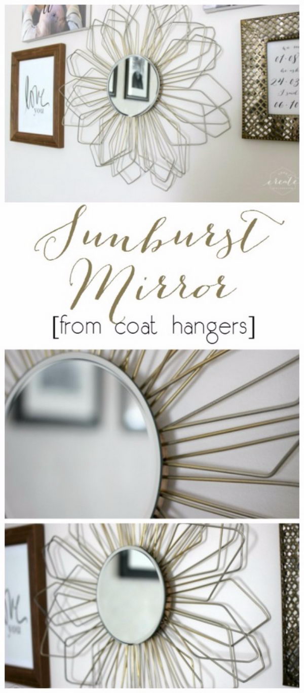 Sunburst Mirror From Coat Hangers. 