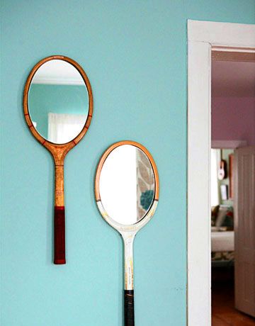 DIY Vintage Tennis Racket Mirrors. 