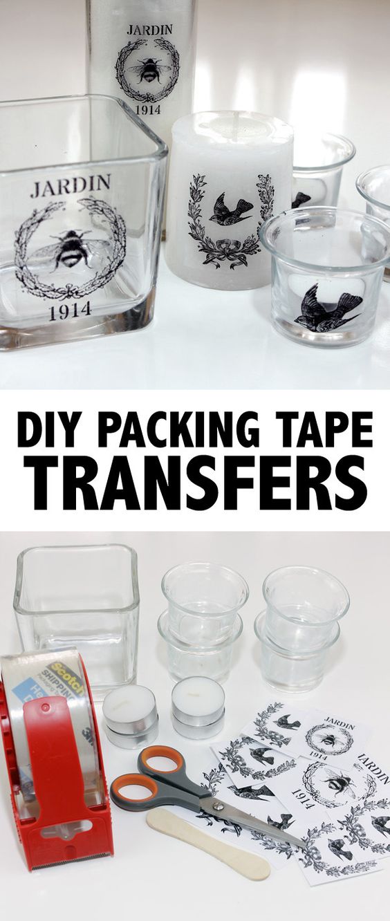 DIY Packing Tape Transfers For Transferring Photos Onto Glassware. 