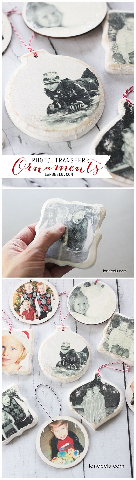 Photo Transfer Christmas Ornaments. 