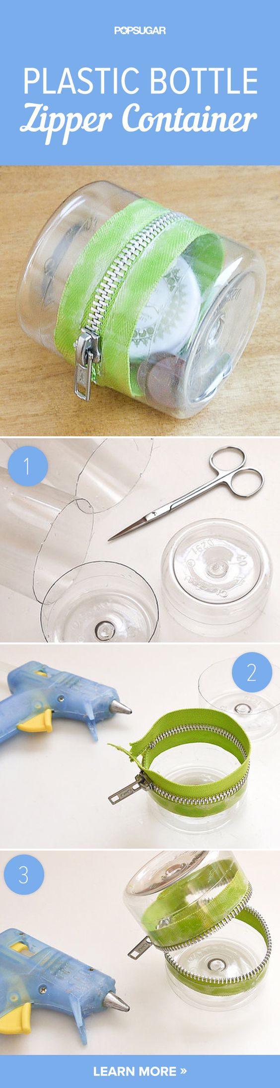 Plastic Bottle Zipper Container. 