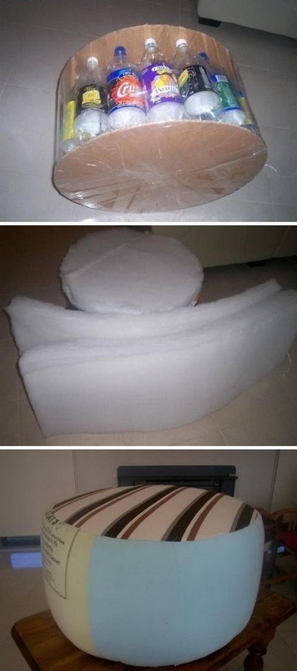 DIY Plastic Bottle Ottoman. 