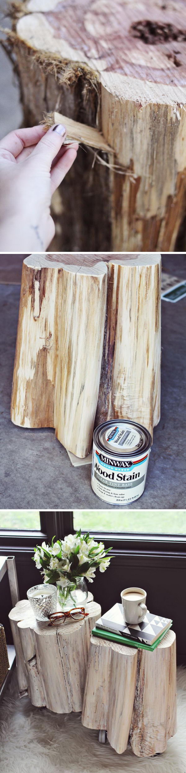 DIY Tree Stump Side Tables. 