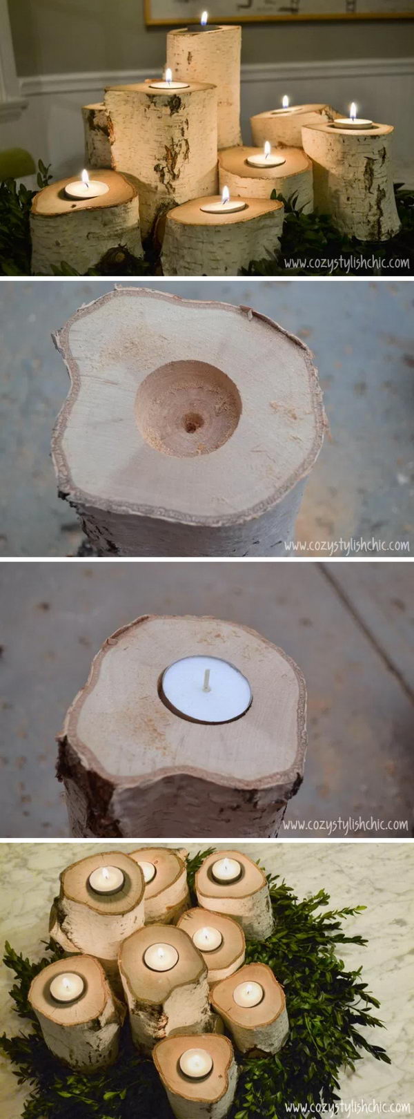 Tree Stump Candle Holders. 