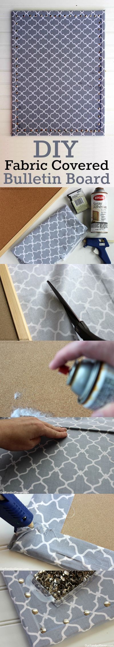 DIY Fabric Covered Bulletin Board. 