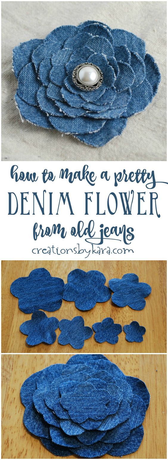 Beautiful Denim Flower From An Old Pair Of Jeans. 