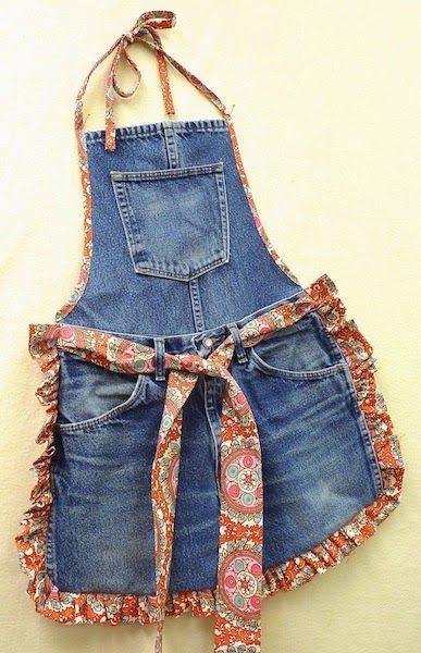 Recycle Old Blue Jeans into a Fun Apron. 