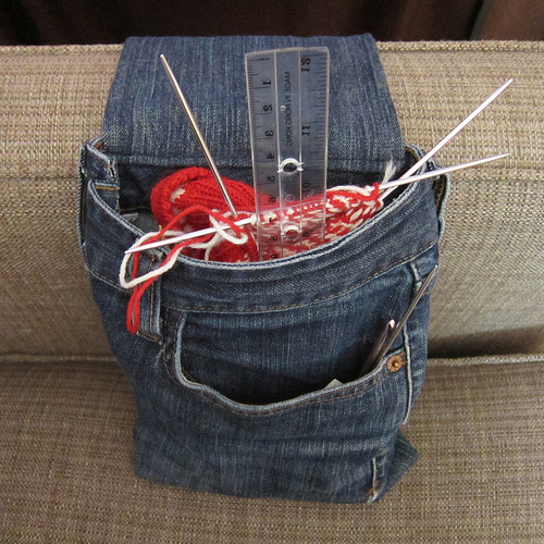 Denim Armrest Project Bag. 