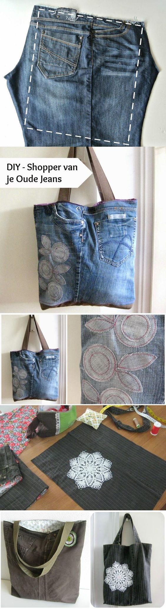 DIY Bags from Recycled Jeans. 