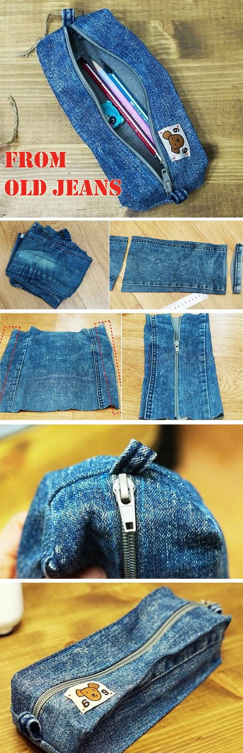 DIY Denim Pencil Case. 