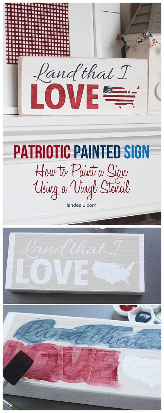 4th of July Patriotic Painted Sign. 