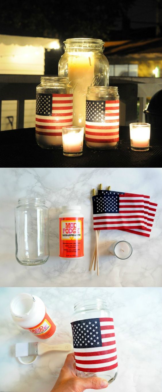 Easy American Flag DIY Lanterns. 