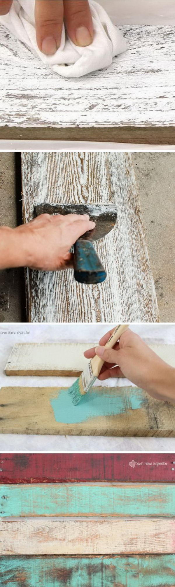 DIY ideas to make wood look old, weathered or distressed. 