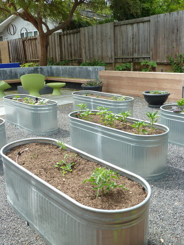 Galvanized Trough Raised Garden Bed. 