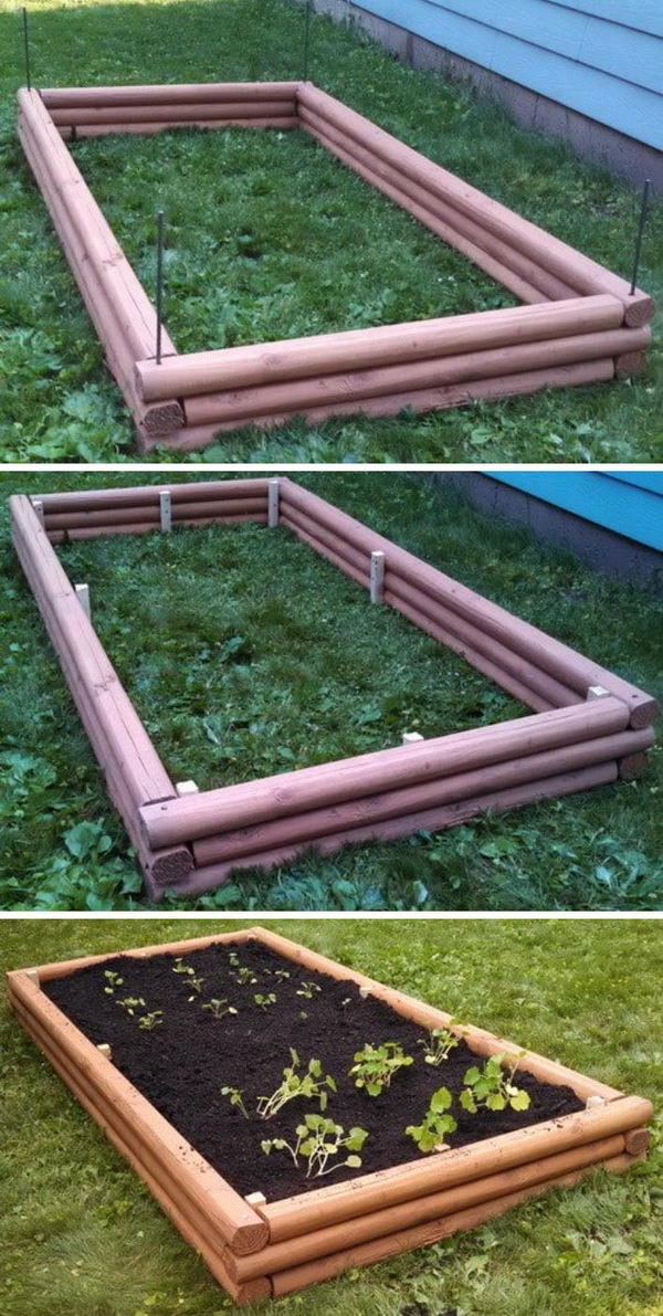 DIY Raised Garden Bed With Landscaping Timbers. 