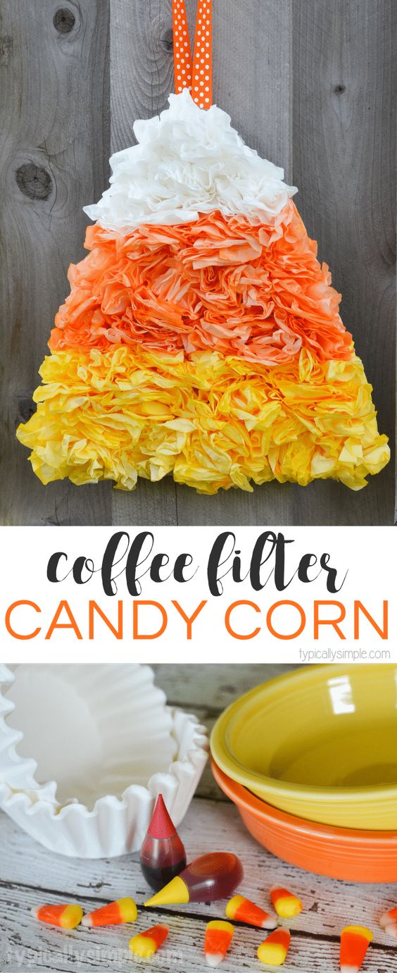 Coffee Filter Candy Corn. 