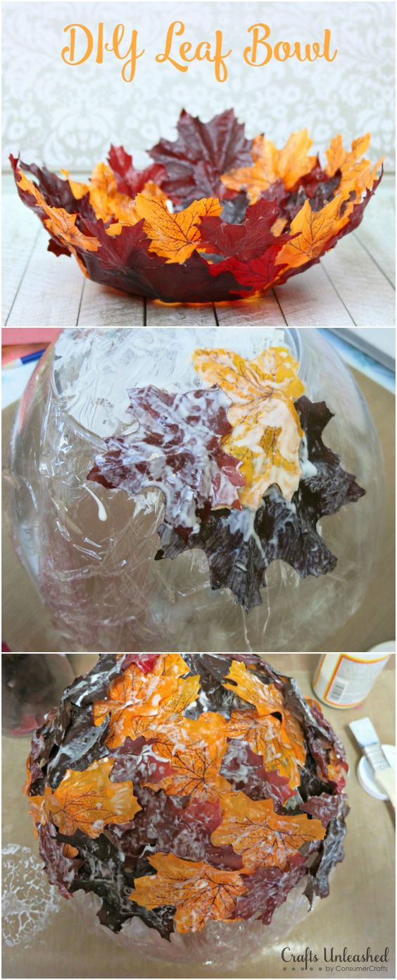 DIY Decorative Leaf Bowl for Fall. 