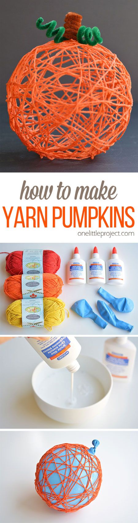 DIY Yarn Pumpkins Using Balloons. 