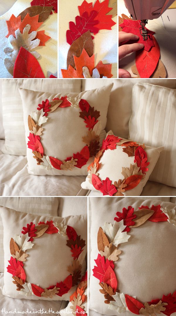 DIY Thanksgiving Leaf Pillows. 