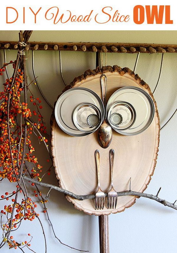 Easy DIY Wood Slice Owl. 