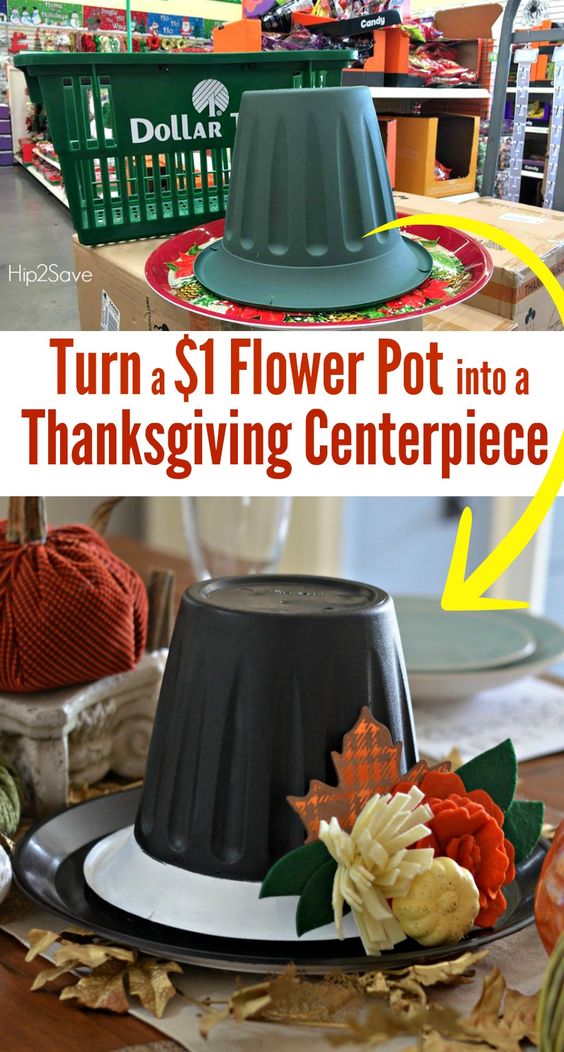 Dollar Store Thanksgiving Hat Centerpiece. 