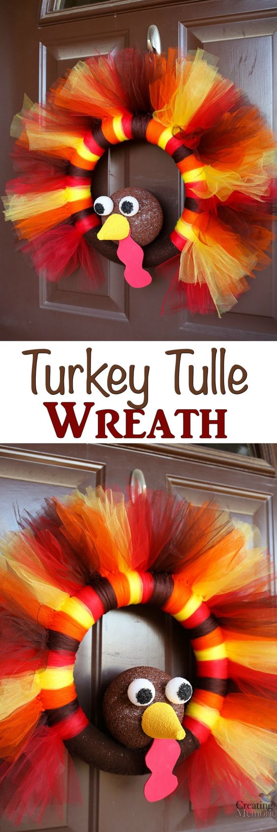 DIY Turkey Tulle Wreath. 