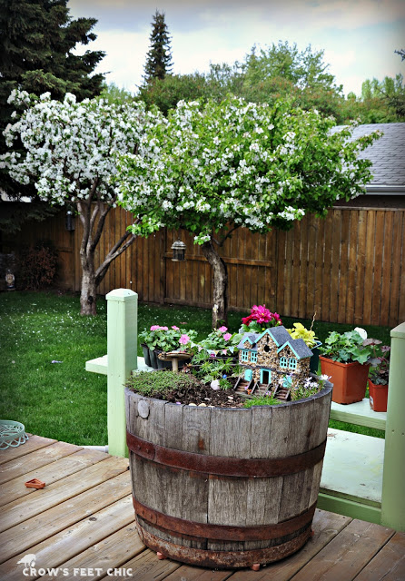 Fairy Garden with DIY Stone House. 