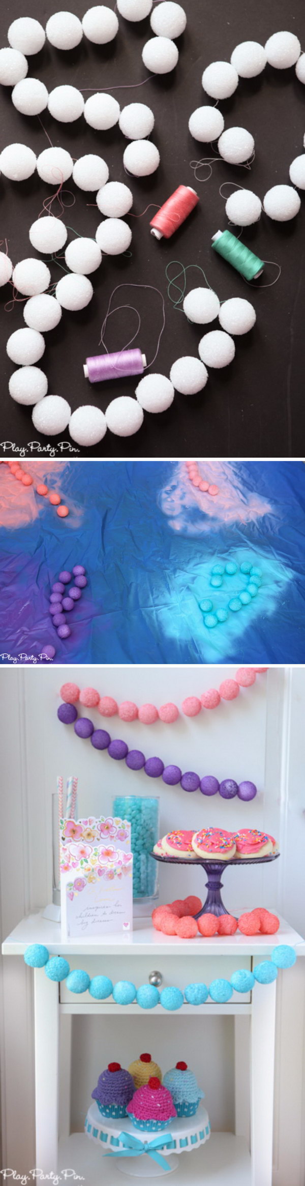 DIY Foam Ball Garlands for Party Decoration. 
