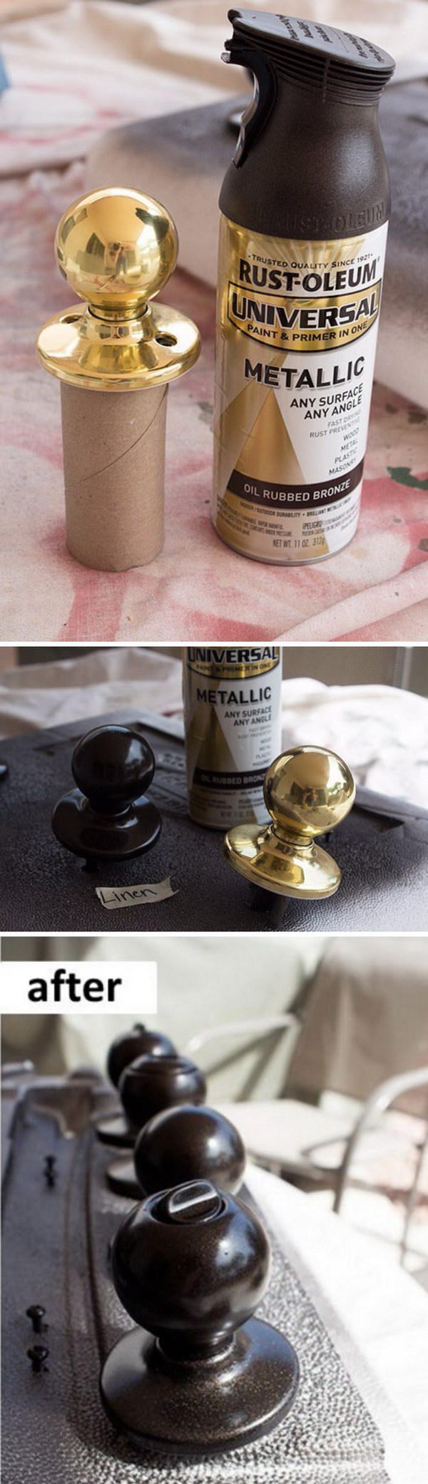 Dated Metal Doorknobs Makeover with Paint. 