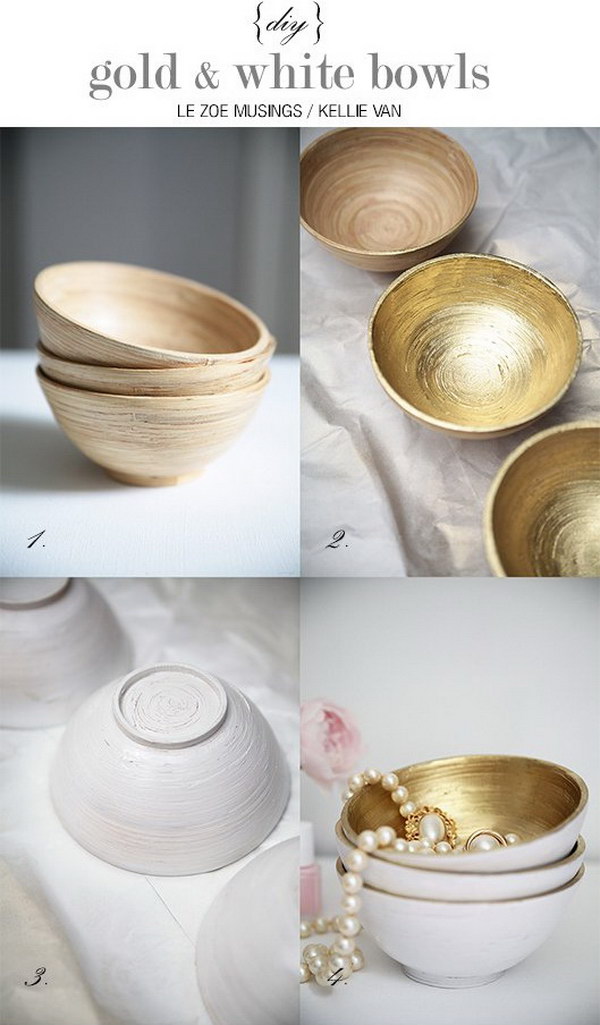 DIY Gold and White Bowls. 