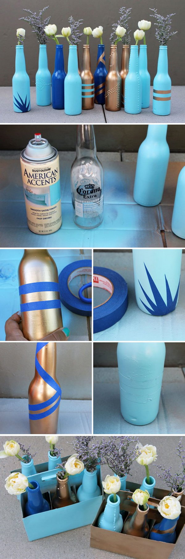 DIY Beer Bottle Bud Vases. 