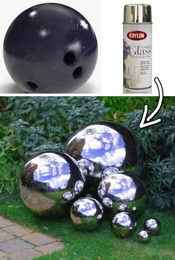 DIY Mirrored Gazing Balls. 