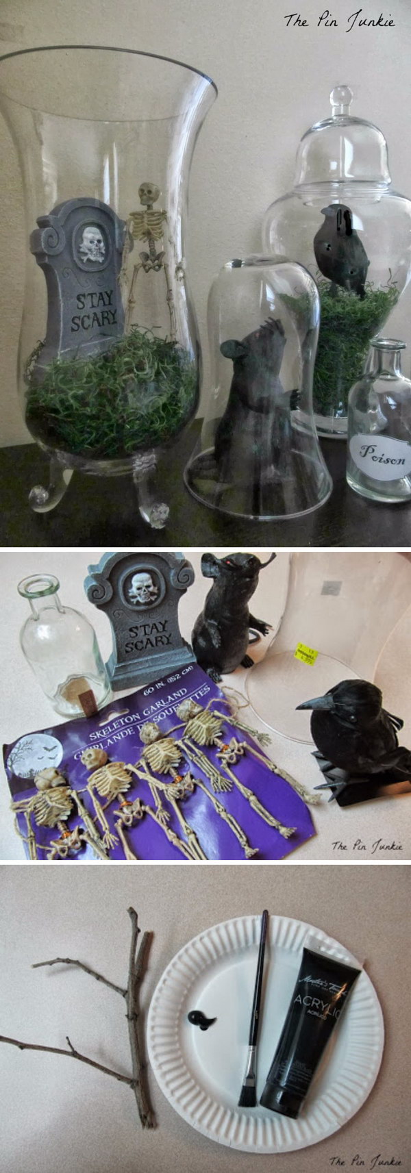 DIY Bell Jar Halloween Tablescape. 