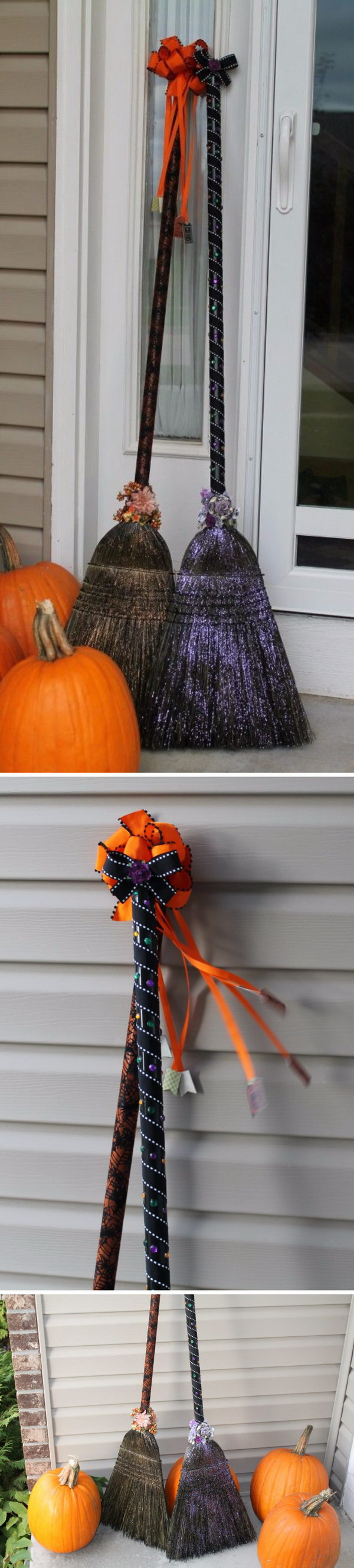 Dollar Store Witch Brooms with Spray Paint. 