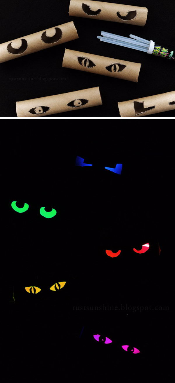 Toilet Paper Roll Glowing Eyes. 