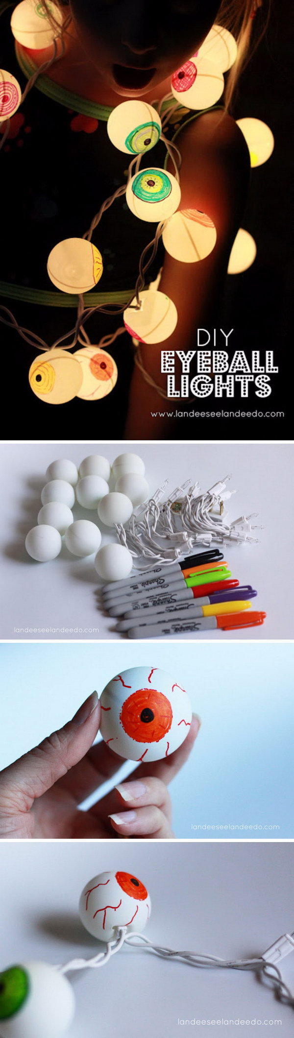 DIY Eyeball Lights for Halloween Using Ping Pong Balls. 