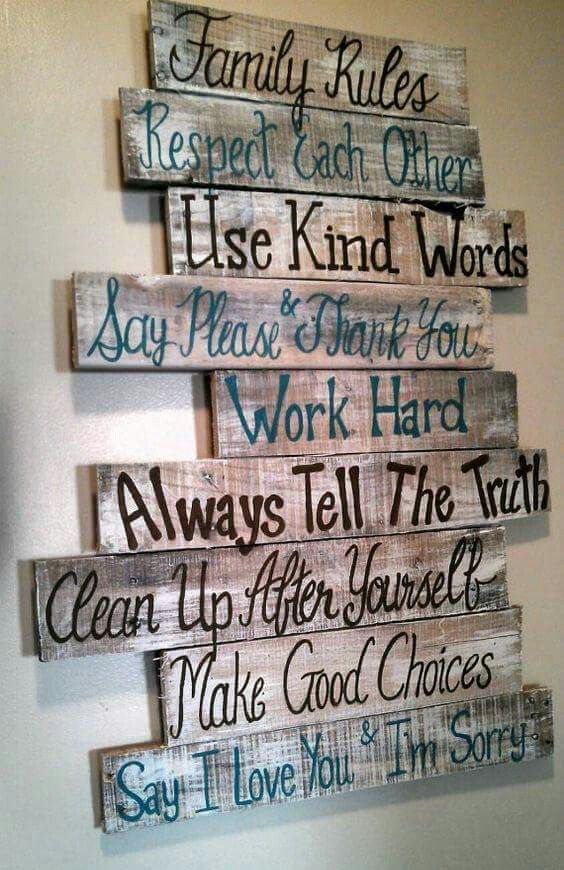 Family Rules Pallet Sign. 