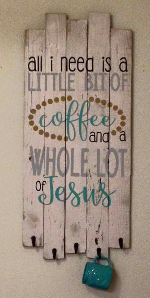 Pallet Sign and Coffee Cup Holder. 