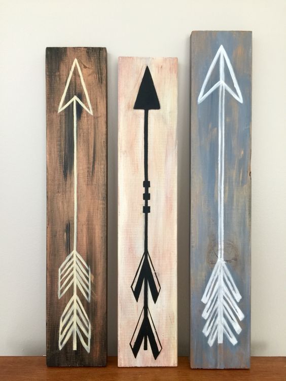 Hand Painted Arrows on Old Scrap Wood. 