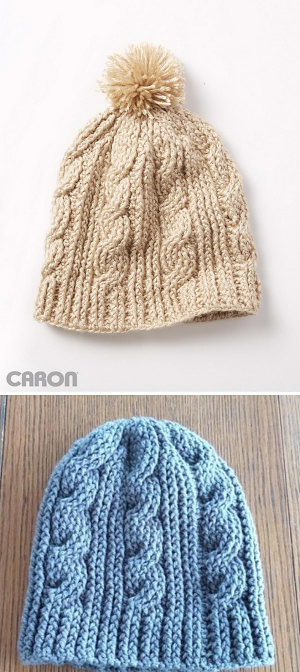 Crochet Cable Twist Hat. 
