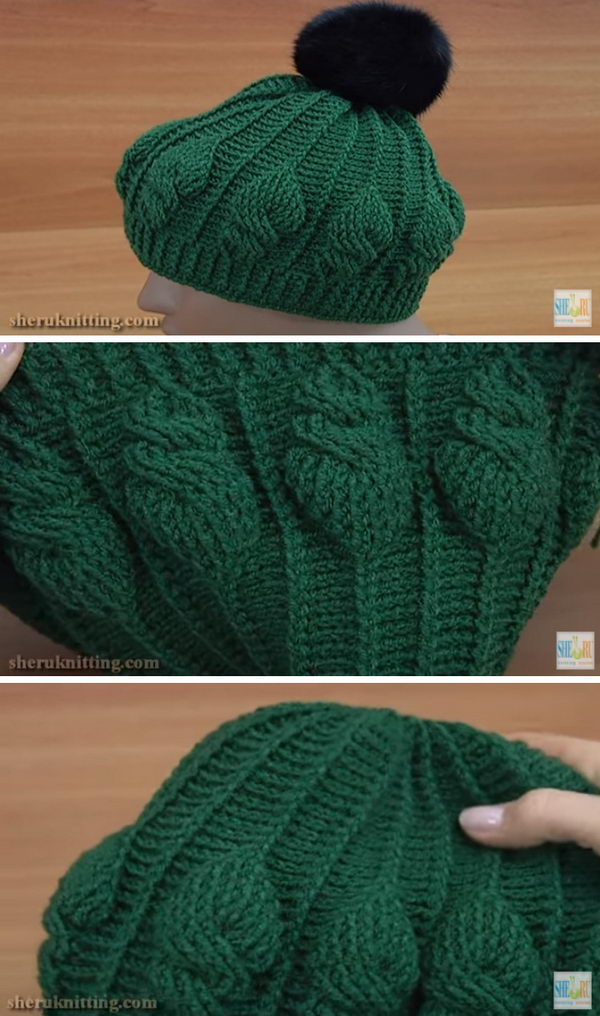 Crochet Embroidery Cable Stitch Hat. 