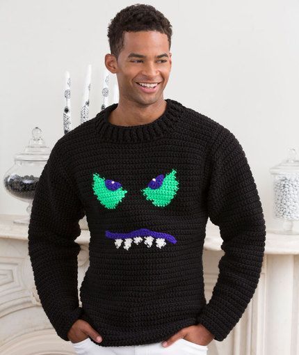 Monster Face Crochet Sweater. 